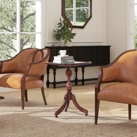 Mabel - Elegant Turned Pedestal Side Table - Rich Walnut Birch - Furniture Home Direct
