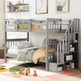 Stairway Bunk Bed With Storage And Guard Rail For Bedroom - Furniture Home Direct
