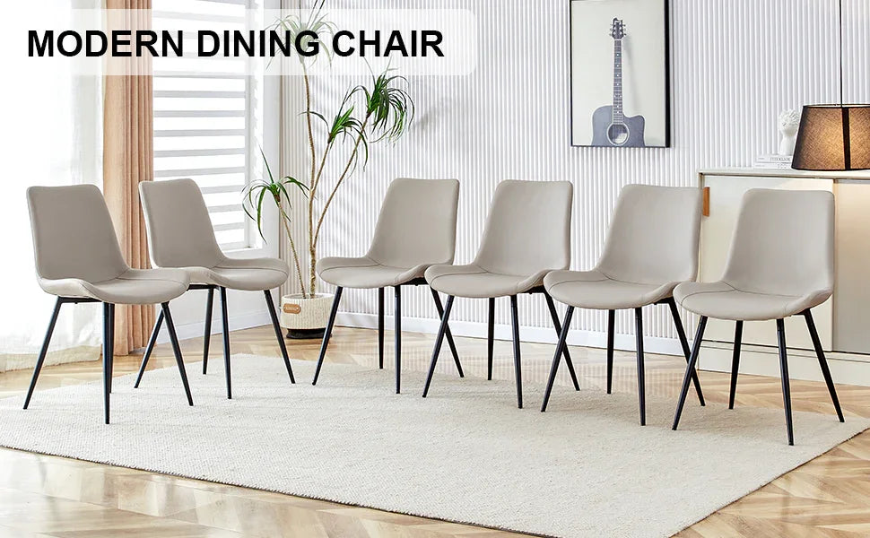Dining Chairs Faux Leather Set Of 6 Modern Light Gray - Furniture Home Direct