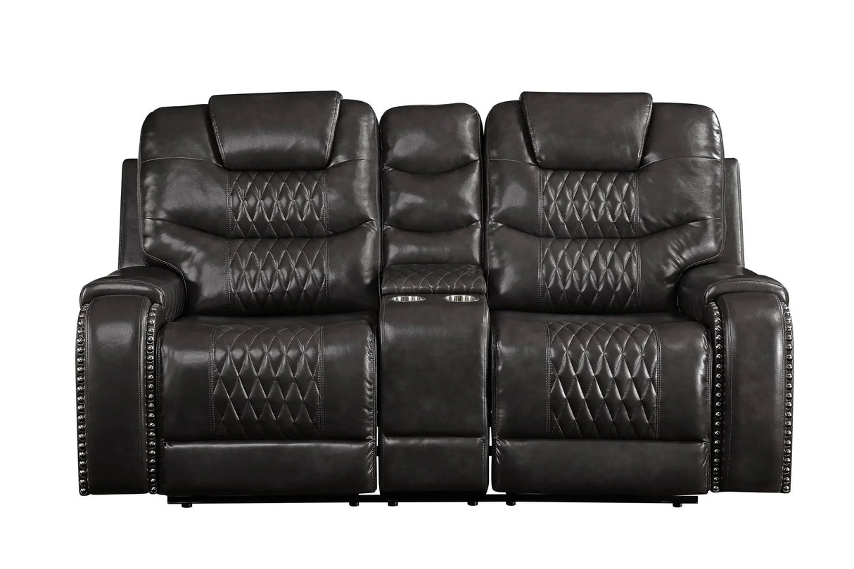 Braylon - Recliner Loveseat With Cupholder Console - Brown - Furniture Home Direct