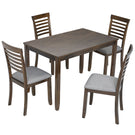 5 Pieces Modern Dining Set, Rectangular Wooden Dining Table With 4 Upholstered Chairs - Furniture Home Direct