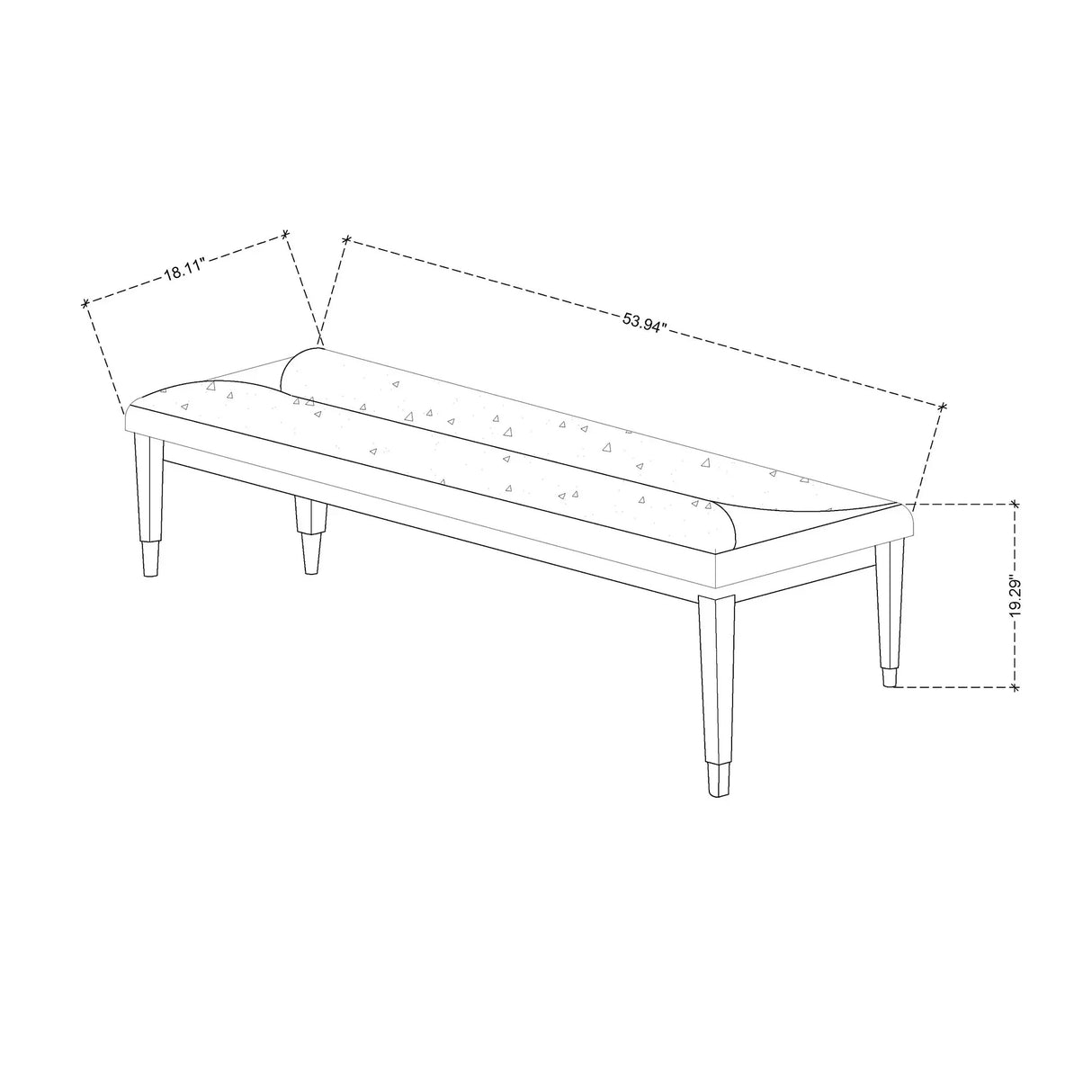 Laura - Bench And Soft Fabric Seating - Silver - Furniture Home Direct