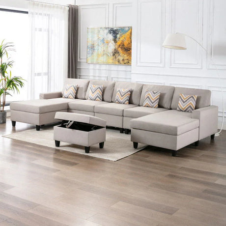 Nolan - Fabric 6 Piece Sectional Sofa With Pillows And Interchangeable Legs - Furniture Home Direct