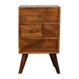 4 Drawer Multi Bedside Table - Chestnut - Furniture Home Direct