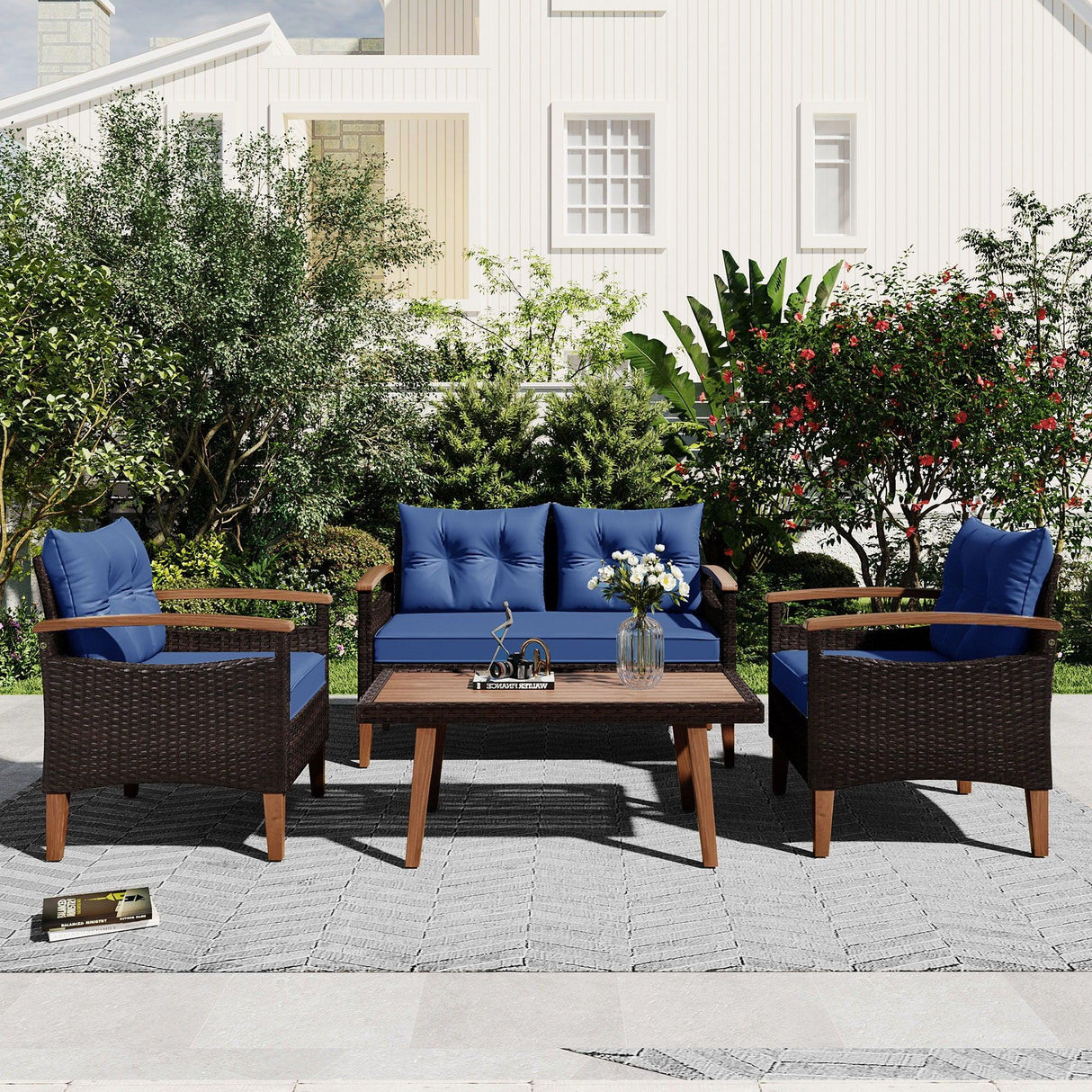 4 Piece Garden Furniture, Patio Seating Set - Furniture Home Direct