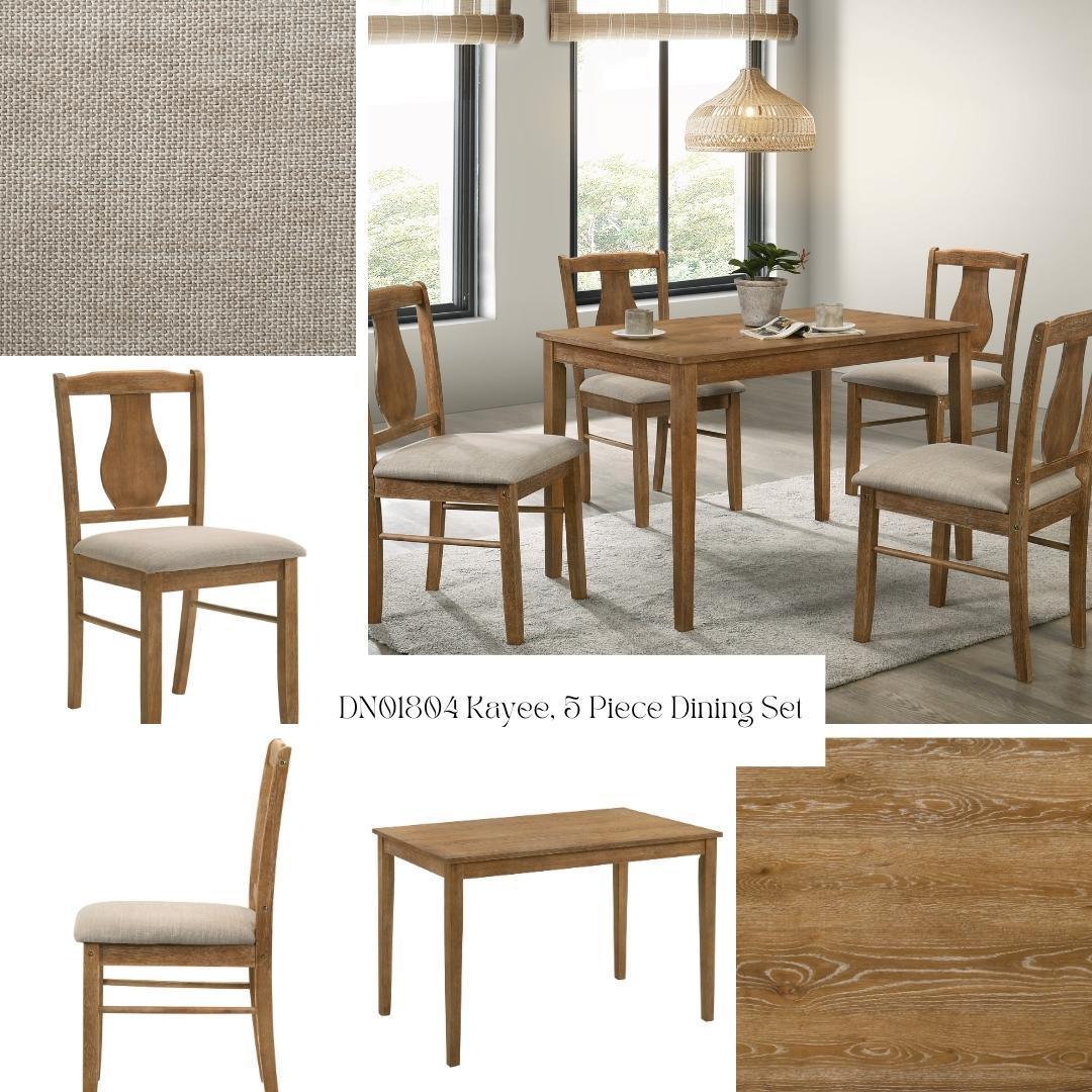 Kayee - 5 Pieces Pack Dining Set - Weathered Oak - Furniture Home Direct