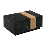 TV Stand Modern Marble Look With Wood Accent Black - Furniture Home Direct