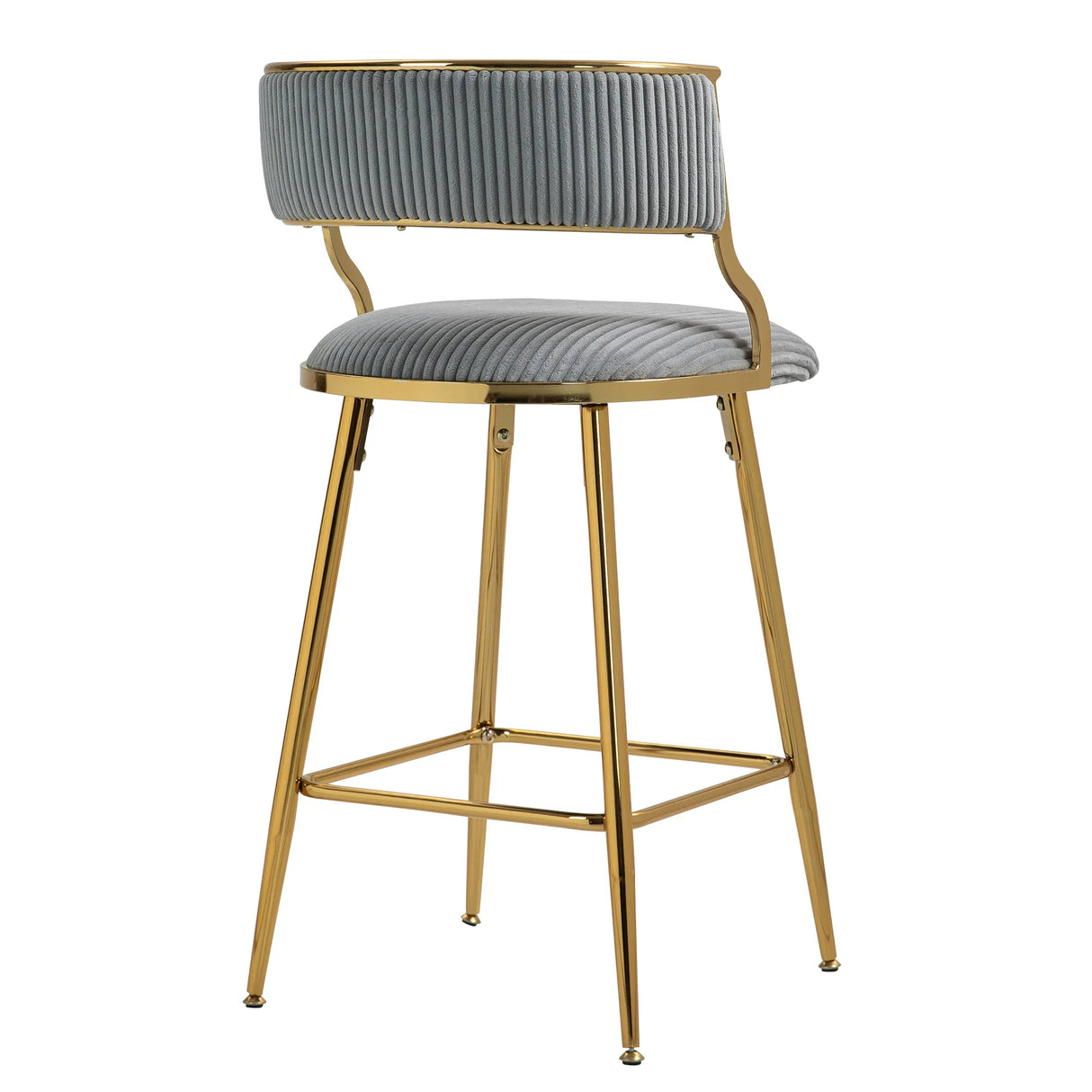 Bar Stools Counter Height With Gold Frames And Corduroy Gray - Furniture Home Direct