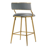 Bar Stools Counter Height With Gold Frames And Corduroy Gray - Furniture Home Direct