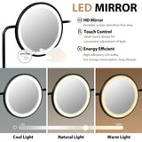 Vanity Desk With Lighted Round Mirror and Storage White - Furniture Home Direct
