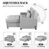 66.5" Upholstered Loveseat With Pull Out Bed, Two Throw Pillows, Dual USB Charging Port and Adjustable Backrest - Light Gray - Furniture Home Direct