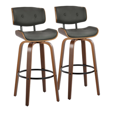 Lombardi - Mid-Century Modern Fixed Height Barstool With Swivel With Round Footrest (Set of 2) - Furniture Home Direct