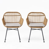Outdoor Rattan Accent Chair With Metal Legs