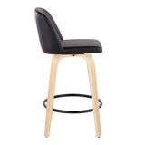 Toriano - Contemporary Modern Fixed Height Counter Stool Swivel With Round Footrest (Set of 2) - Furniture Home Direct