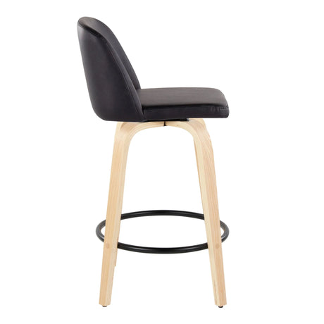 Toriano - Contemporary Modern Fixed Height Counter Stool Swivel With Round Footrest (Set of 2) - Furniture Home Direct