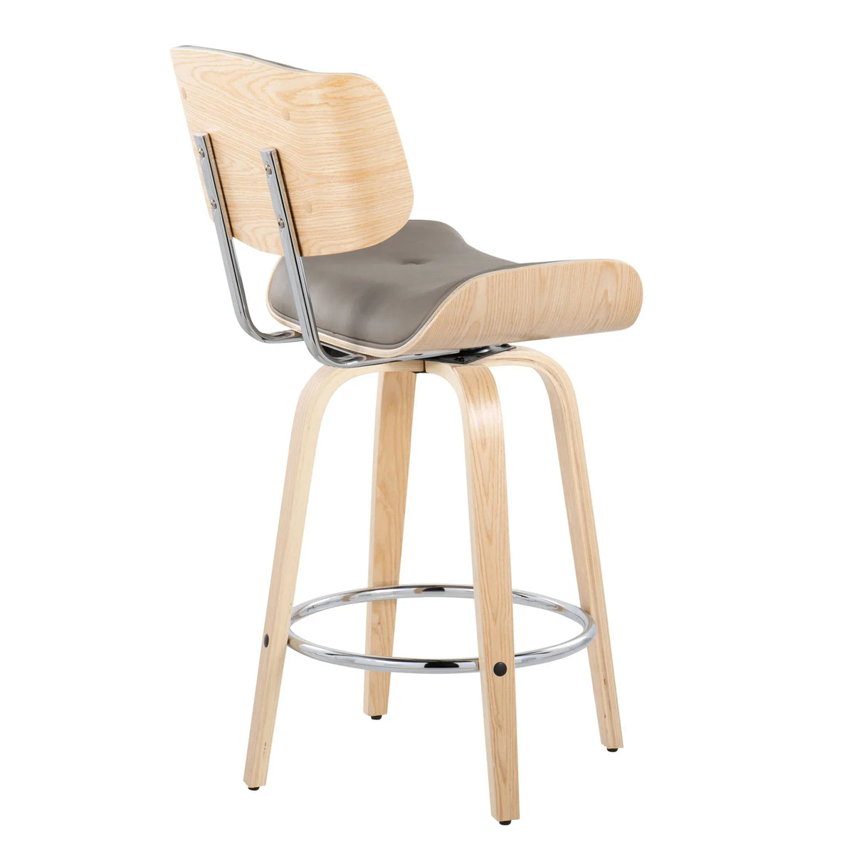 Lombardi - Mid Century Modern Fixed Height Counter Stool With Swivel With Round Footrest (Set of 2) - Furniture Home Direct