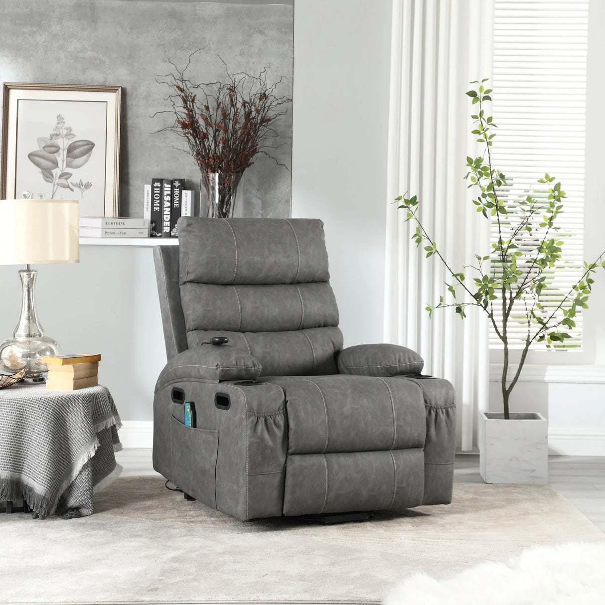 Cozy Electric Power Lift Recliner Chair Sofa For Elderly With Vibration Massage And Lumbar Heat - Furniture Home Direct