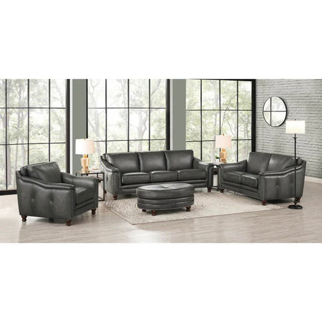 Belfast - Top Grain Leather Oval Ottoman - Furniture Home Direct
