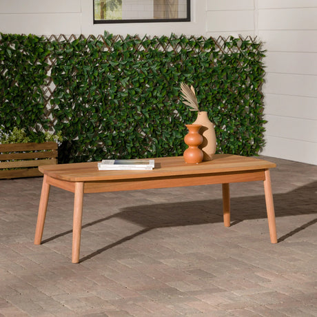 Contemporary Eucalyptus Wood Outdoor Patio Coffee Table - Natural - Furniture Home Direct