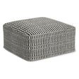 Safford - Square Woven Outdoor / Indoor Pouf - Black / White - Furniture Home Direct