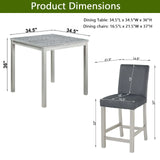 5 Pieces Counter Height Table Set, Kitchen Table With Square Table And 4 Upholstered Chairs - Furniture Home Direct