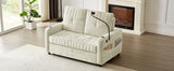 Sleeper Sofa With Adjustable Backrest, Two Cup Holders, Phone Holder, Three Charging Ports And Side Storage Pockets- Beige - Furniture Home Direct