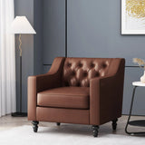 Contemporary Club Chair With Button Tufting And Birch Wood Legs