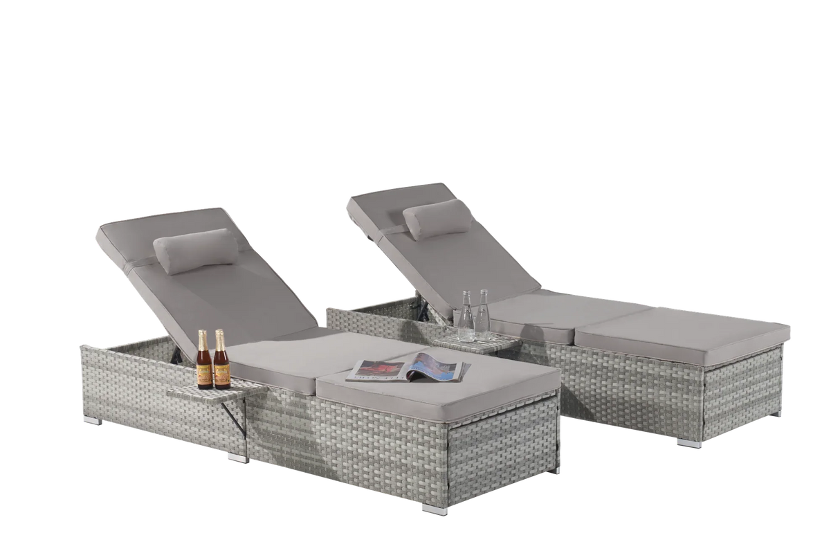 Outdoor Chaise Lounge Set With Cushions Patio Light Gray - Furniture Home Direct