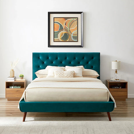 Dillon - Velvet Platform Bed - Furniture Home Direct