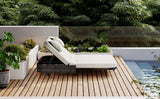 Outdoor Wicker Double Chaise (Black Frame+Beige Cushion) - Furniture Home Direct