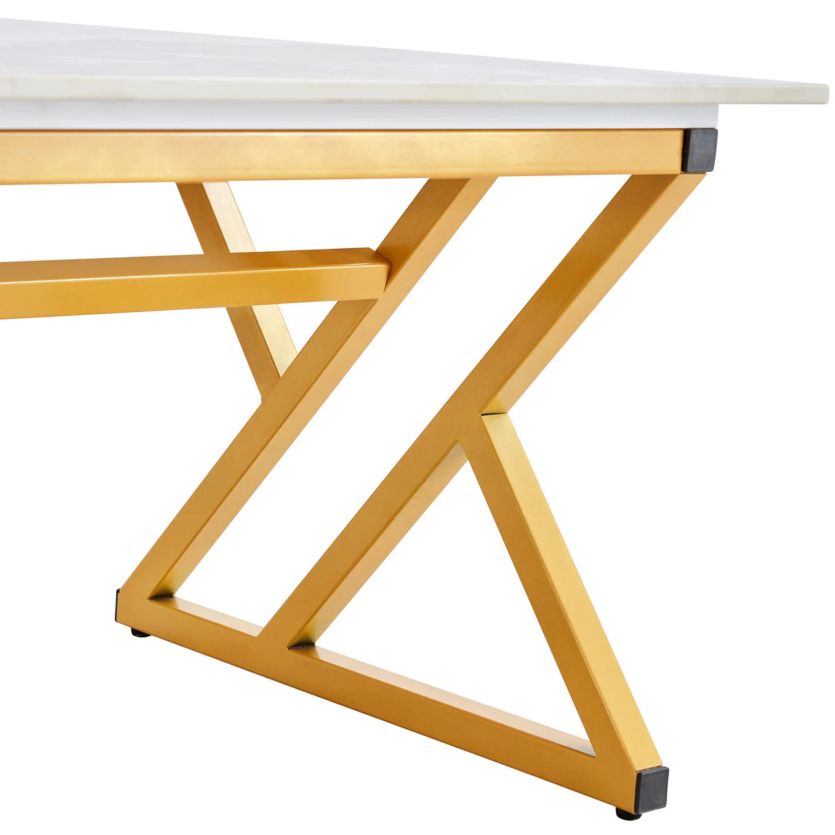 Coffee Table Marble Pattern Rectangular Gold Frame White - Furniture Home Direct
