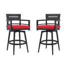 Outdoor Swivel Bar Chairs, 360 Degree Rotation, Ergonomic Backrest (Set of 2)