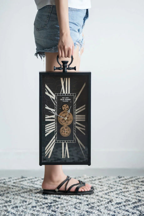 Decorative AndRoman Numeral Table Clock, Home Decor Gear Clock - Multicolor - Furniture Home Direct
