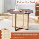 Dining Table Round Solid Wood Modern Rustic Style Walnut - Furniture Home Direct