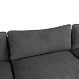 Chenille Cloud Sectional with Ottoman, Charging Ports and Three Back Pillows - Grey - Furniture Home Direct
