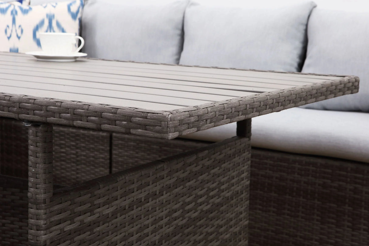 7-Piece Rattan Outdoor Sectional Set With Grey cushions - Furniture Home Direct