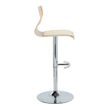 Folia - Mid Century Modern Adjustable Barstool With Swivel With Rounded T Footrest (Set of 2) - Furniture Home Direct