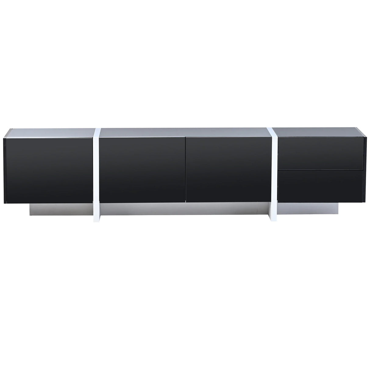 TV Stand High Gloss Console 74 Inch Length Modern Black - Furniture Home Direct