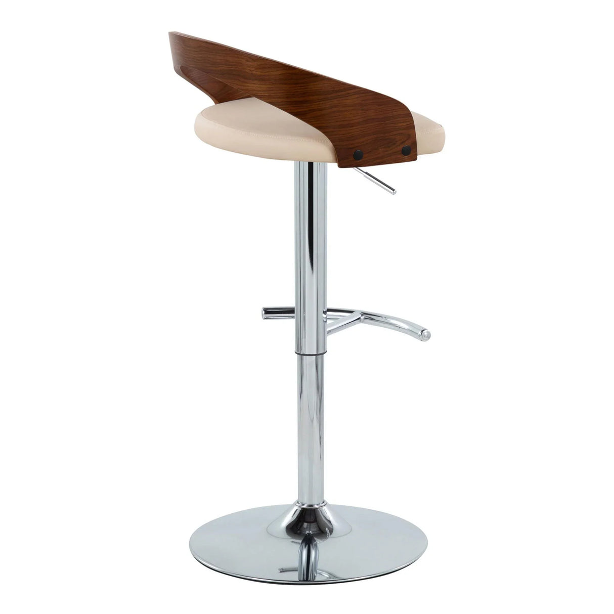 Grotto - Contemporary Adjustable Barstool & Swivel With Rounded T Footrest (Set of 2) - Furniture Home Direct