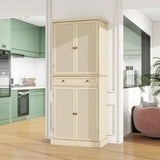 4 Door Storage Cabinet With 1 Drawer And 4 Adjustable Inner Shelves - Natural - Furniture Home Direct