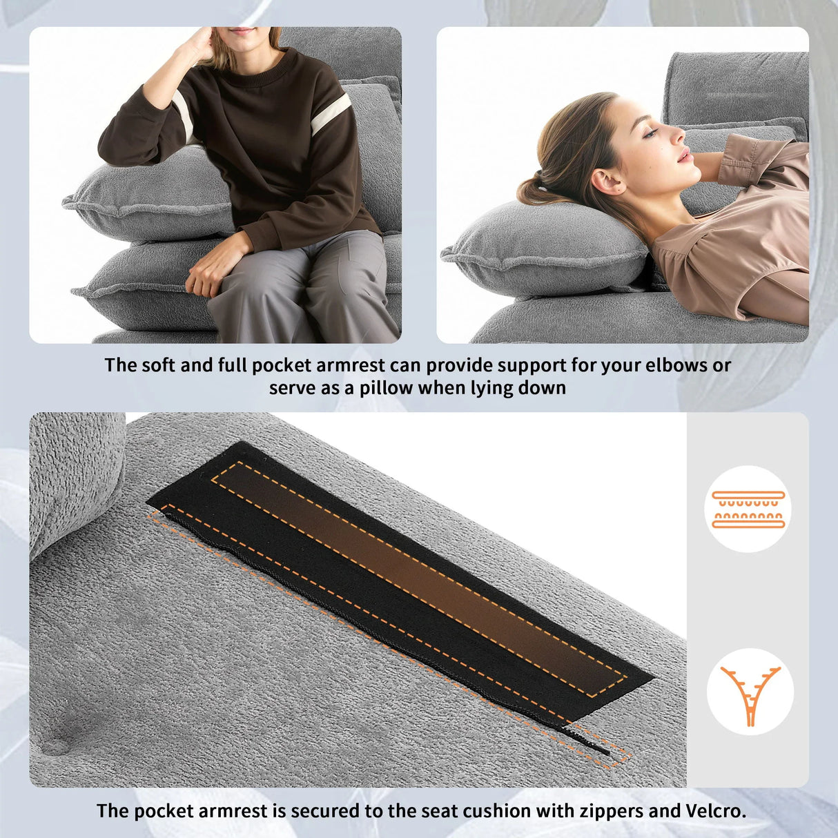 L Shaped Convertible Sectional Sofa 4 Seat Tufted Couch Set With Two Tone Adjust Legs Cloud Movable Ottoman - Furniture Home Direct