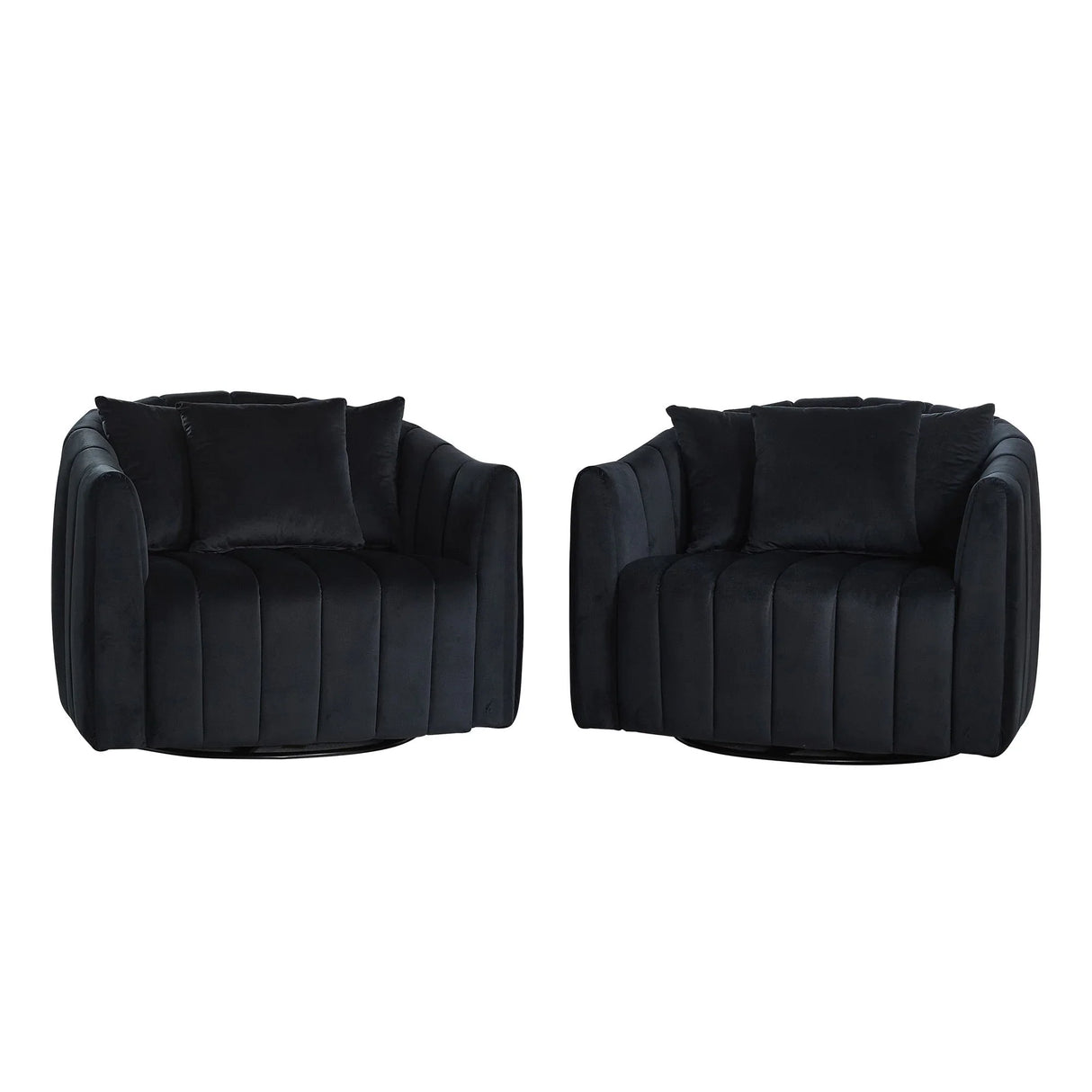 Upholstered Oversized 360° Swivel Accent Barrel Chair And Half Cozy Sofa With 3 Pillows - Furniture Home Direct