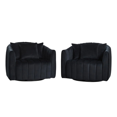 Upholstered Oversized 360° Swivel Accent Barrel Chair And Half Cozy Sofa With 3 Pillows - Furniture Home Direct
