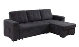Toby - Woven Fabric Reversible Sleeper Sectional Sofa With Storage Chaise Cup Holder Charging Ports And Pockets - Furniture Home Direct