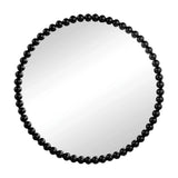Circle Mirror With Metal Beaded Frame, Wall Mirror For Living Room Bedroom Entryway - Black - Furniture Home Direct