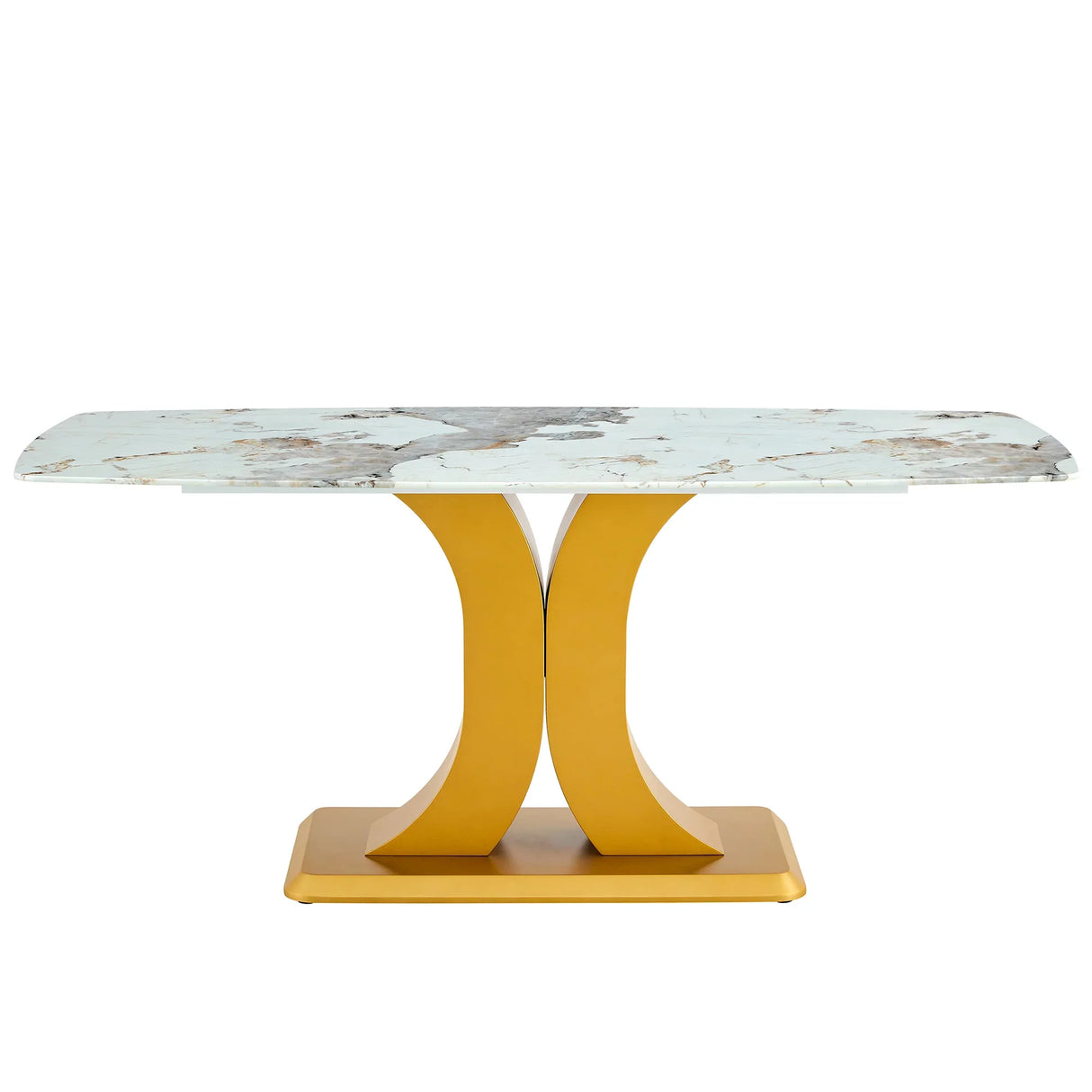 Modern Minimalist Dining With Imitation Marbled Glass Tabletop - Furniture Home Direct