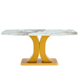 Modern Minimalist Dining With Imitation Marbled Glass Tabletop - Furniture Home Direct