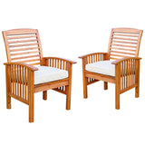 Modern 2 Piece Slat Back Patio Chairs With Cushions - Furniture Home Direct
