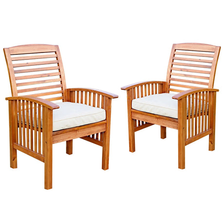 Modern 2 Piece Slat Back Patio Chairs With Cushions - Furniture Home Direct