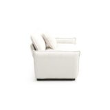 3 Piece Living Room Set with Soft Cushions and Pillows in Corduroy Fabric - Off White - Furniture Home Direct